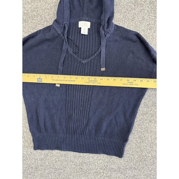 Sigrid Olsen Sweater Womens Small Navy Blue Hooded Linen Cotton Pullover Knit - Picture 5 of 7
